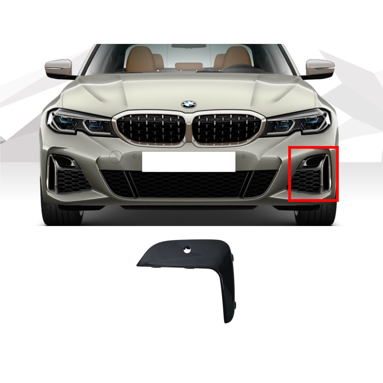Решітки в бампер Чорний глянець Накладка LH ( під PDC ) BMW 3 G20/G21