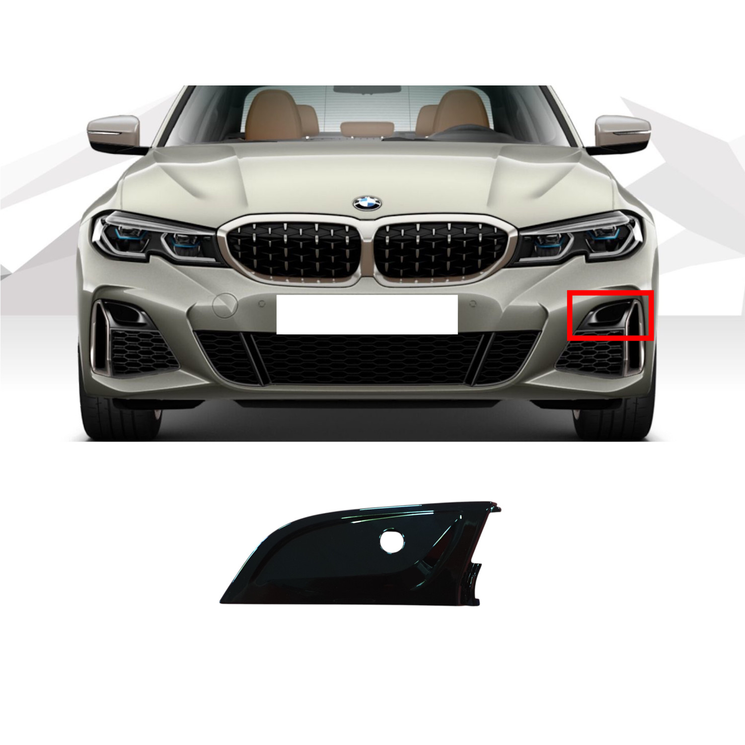 Решітки в бампер Чорний глянець Накладка решітки LH під PDC BMW 3 G20/G21