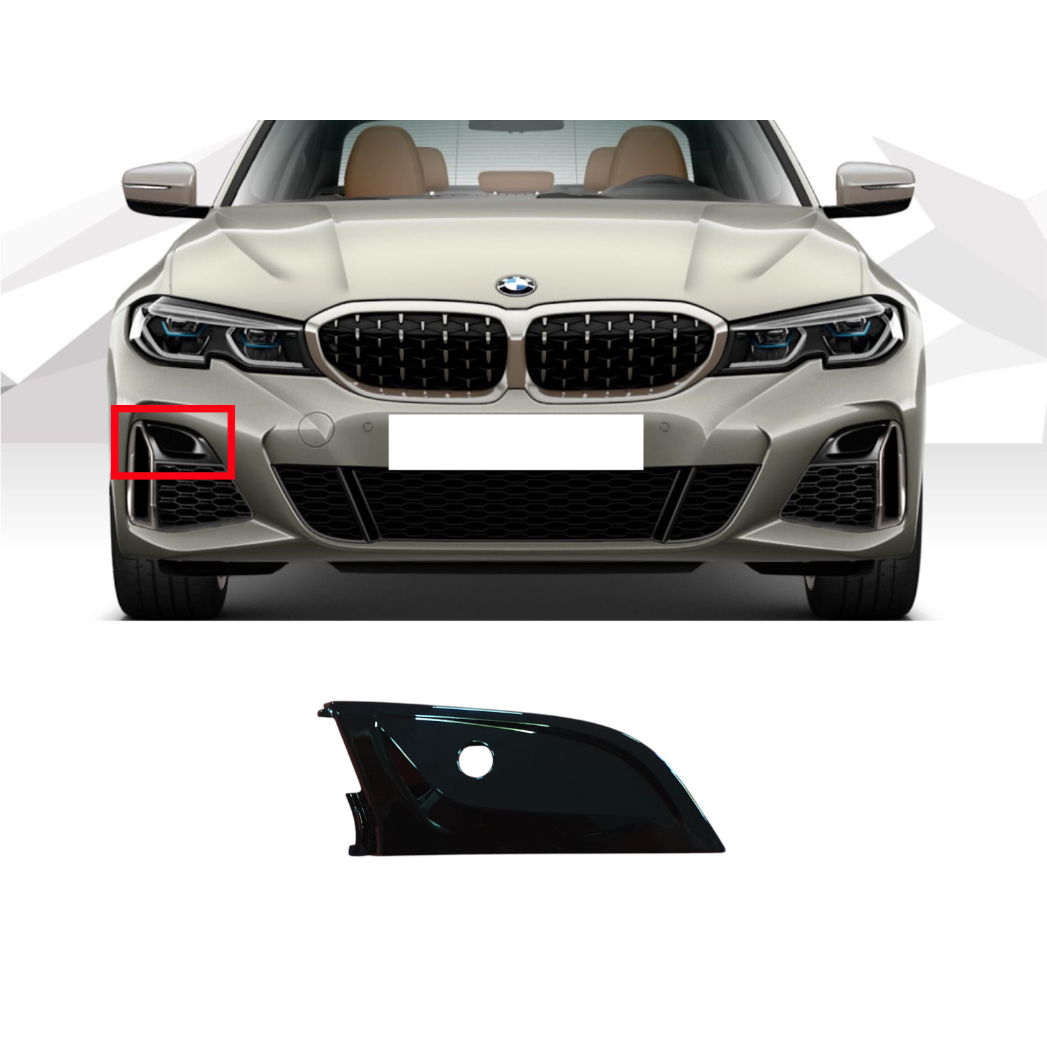 Решітки в бампер Чорний глянець Накладка решітки RH під PDC BMW 3 G20/G21